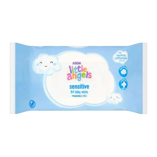 Asda Little Angel Sensitive 64 Baby Wipes