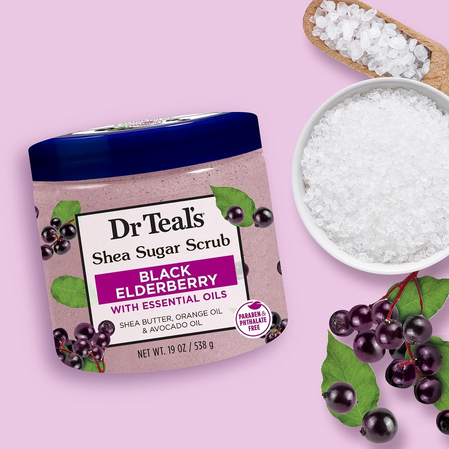 Dr. Teals Shea Butter Scrub Black Elderberry With Essential Oil - Image 2