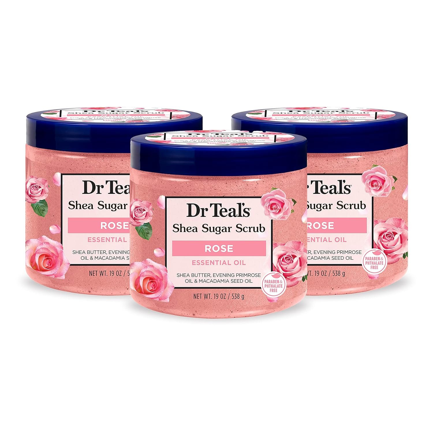 Dr. Teals Shea Sugar Scrub Rose Essential Oil 538G - Image 3